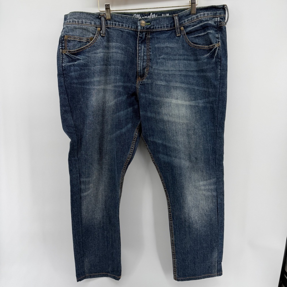 Wrangler Retro Slim Straight Jeans Mens 42x32 Blue Denim WLT88BZ Medium Wash